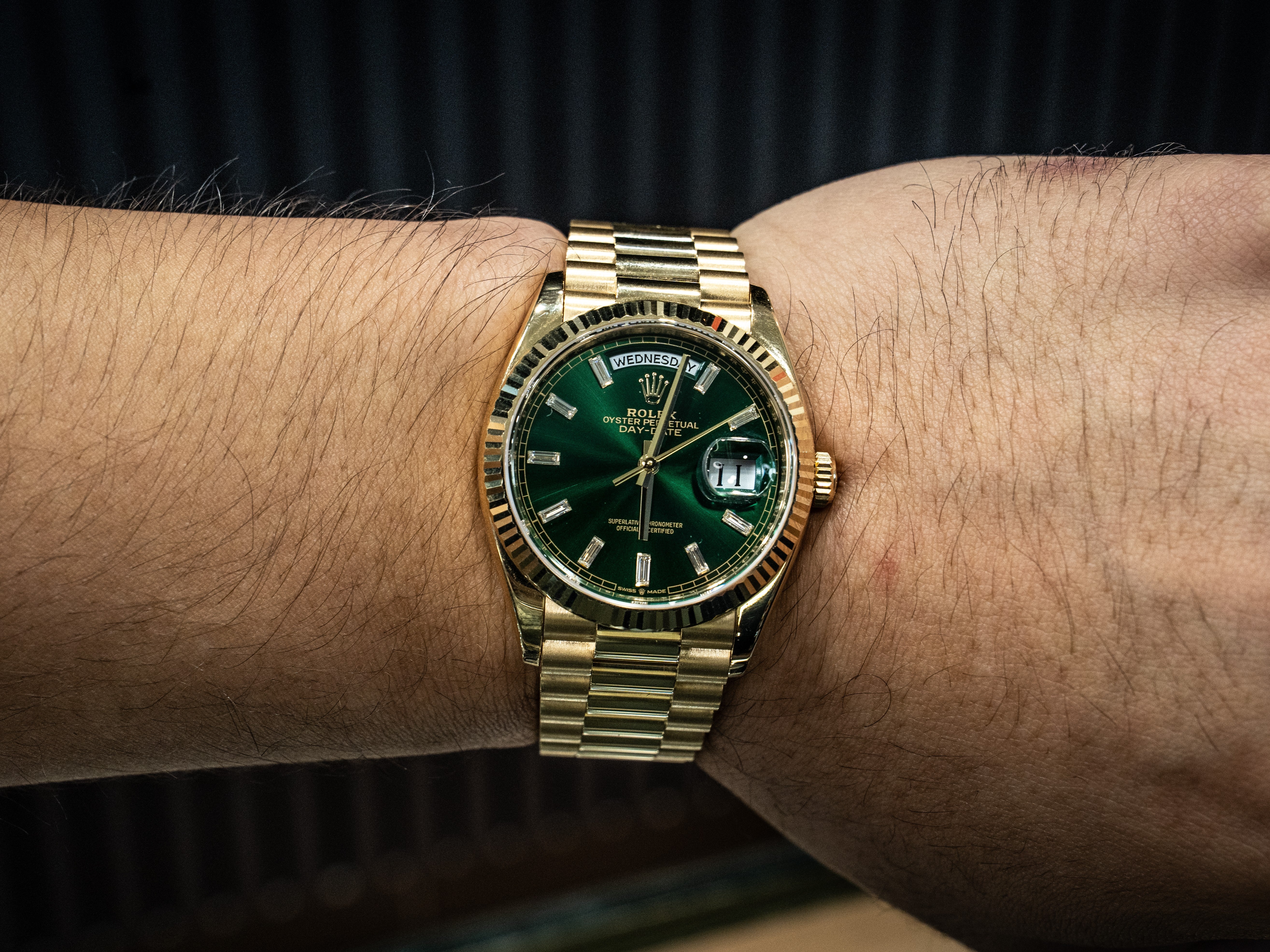 Rolex Presidential 36MM Green Diamond Baguette Dial