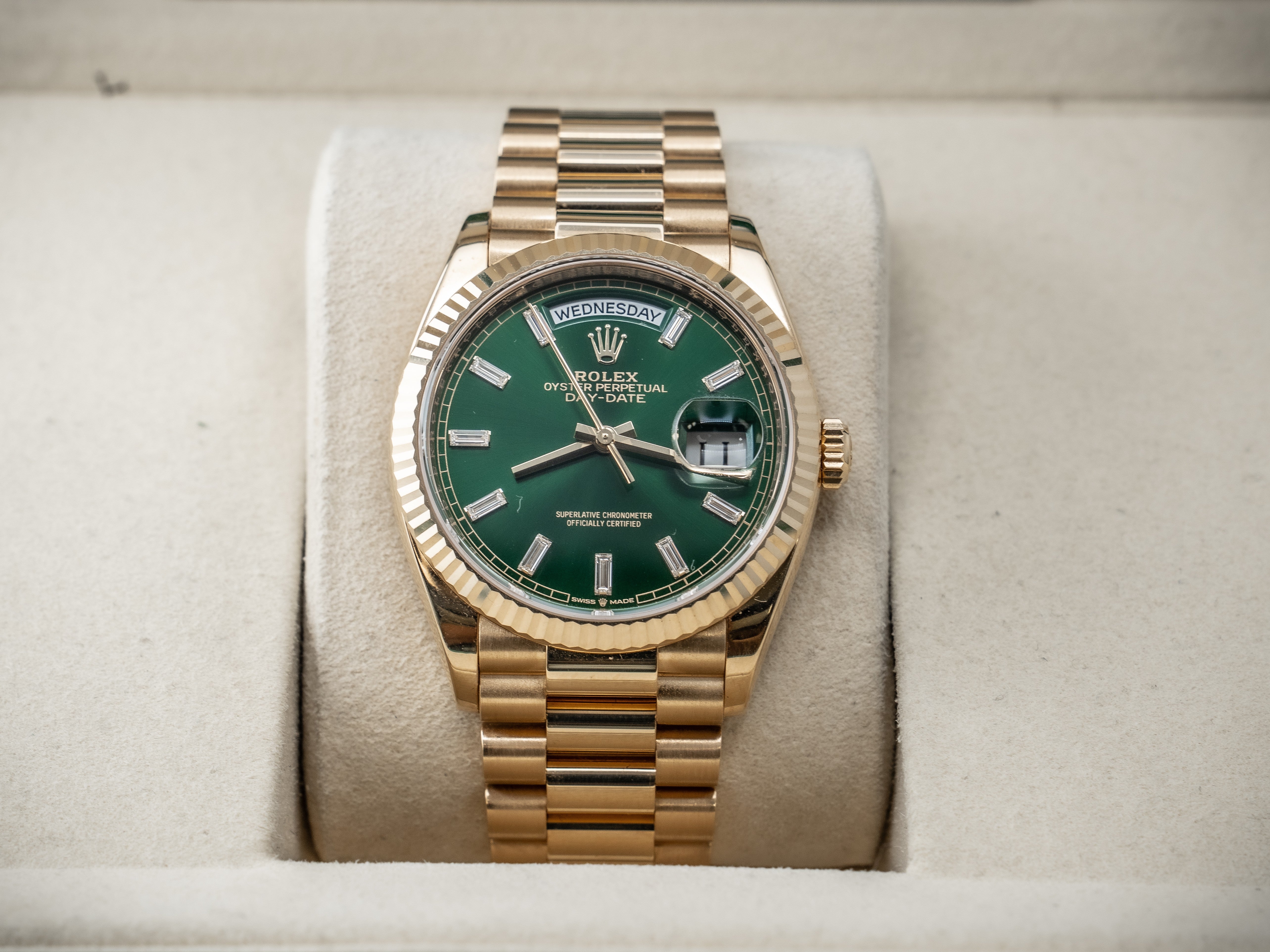 Rolex Presidential 36MM Green Diamond Baguette Dial