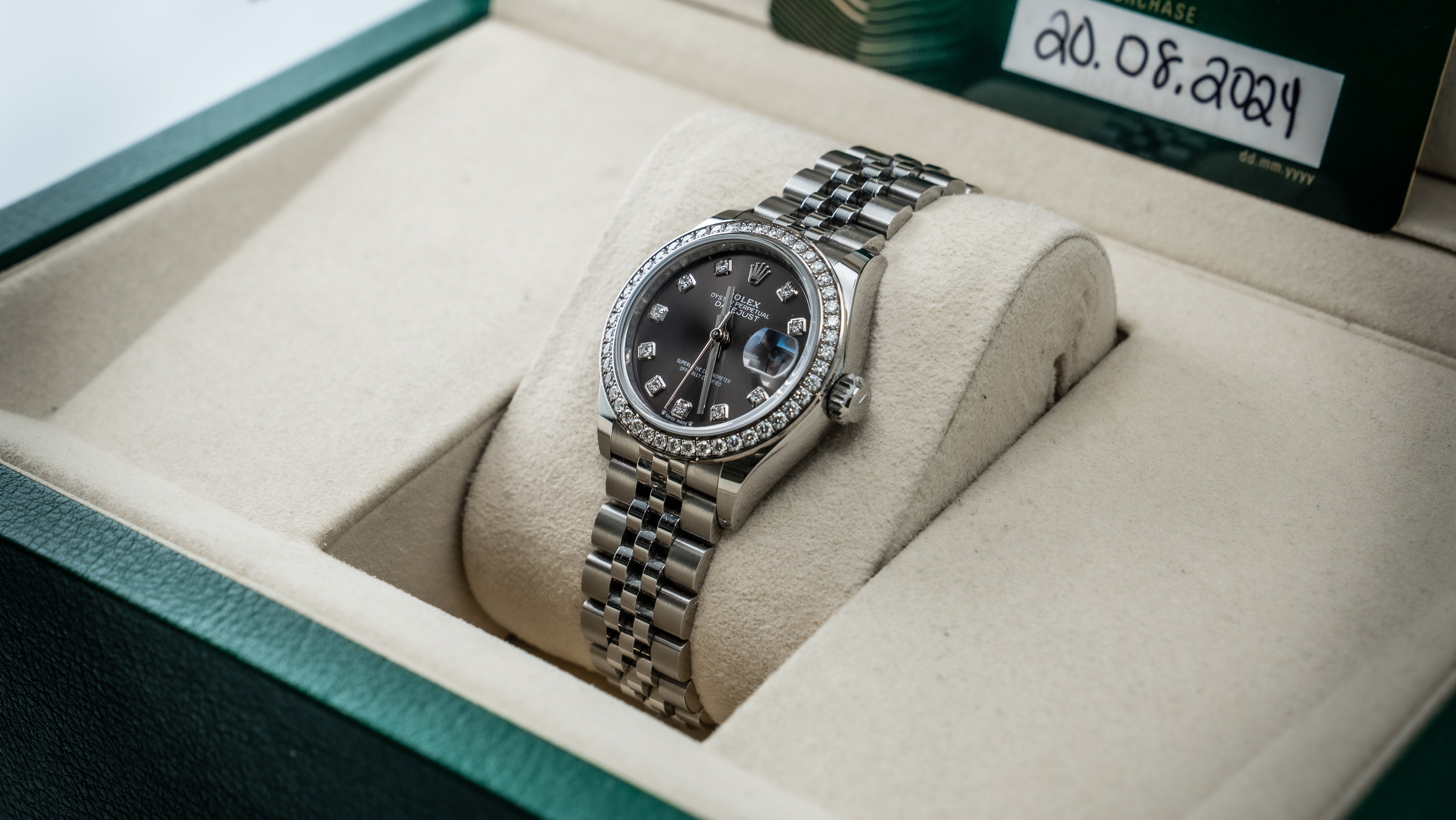 Rolex Datejust 28MM Rhodium Dial & Diamond Bezel