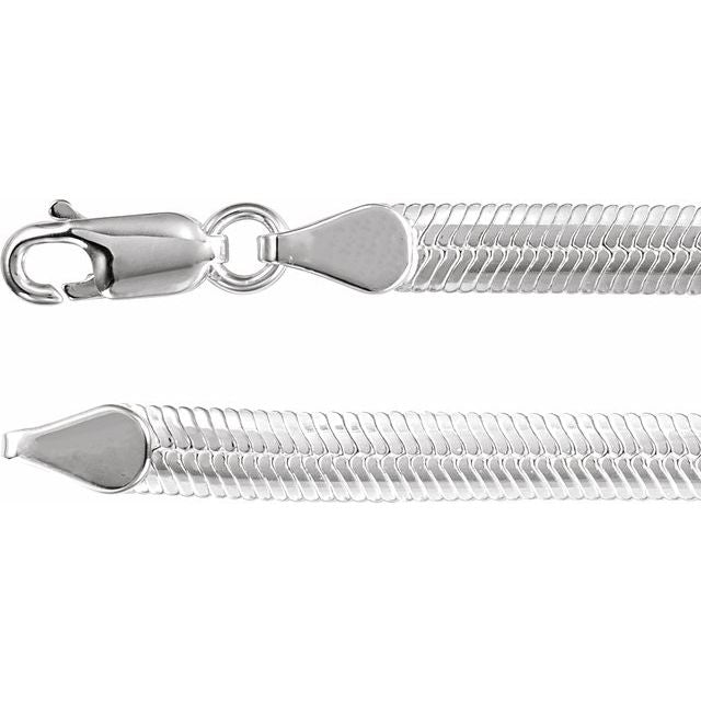 Sterling Silver 4.8 mm Oval Snake Chain by Ch1292, 7-inch with Lobster Clasp