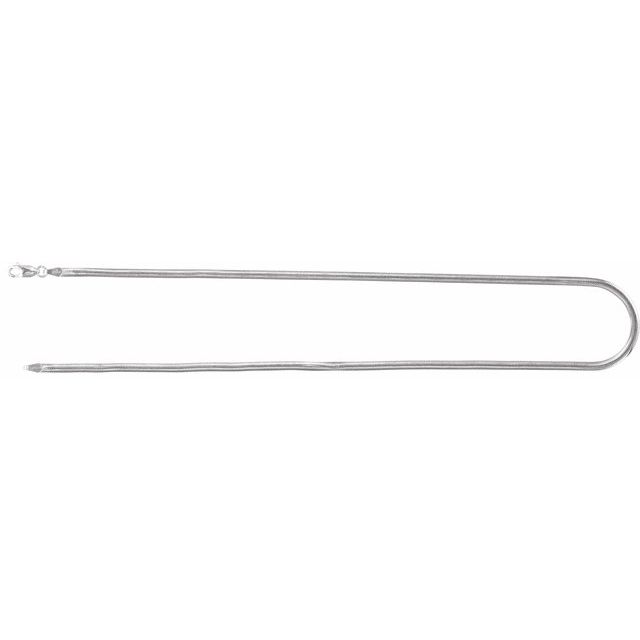 Sterling Silver 3 mm Oval Snake Chain by Ch1291, 16-inch with Lobster Clasp