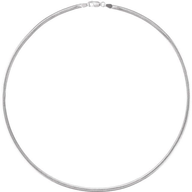 Sterling Silver 3 mm Oval Snake Chain by Ch1291, 16-inch with Lobster Clasp