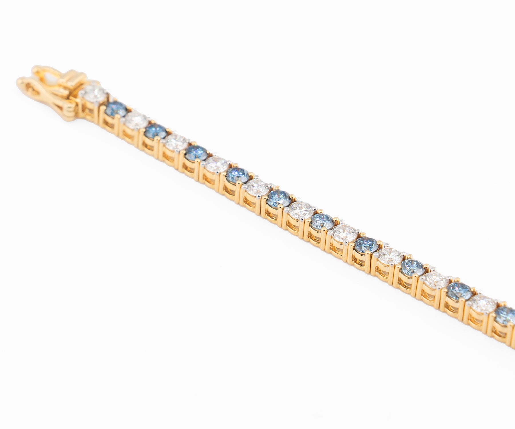 Two Tones Yellow Gold Tennis Bracelet