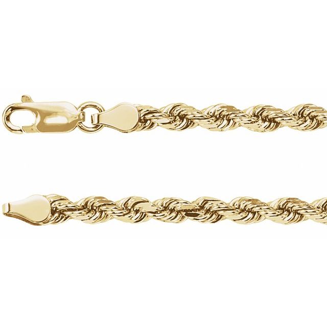 14K Yellow Gold 3.9 mm Diamond-Cut Rope Chain - 7 Inch Length by Ch946