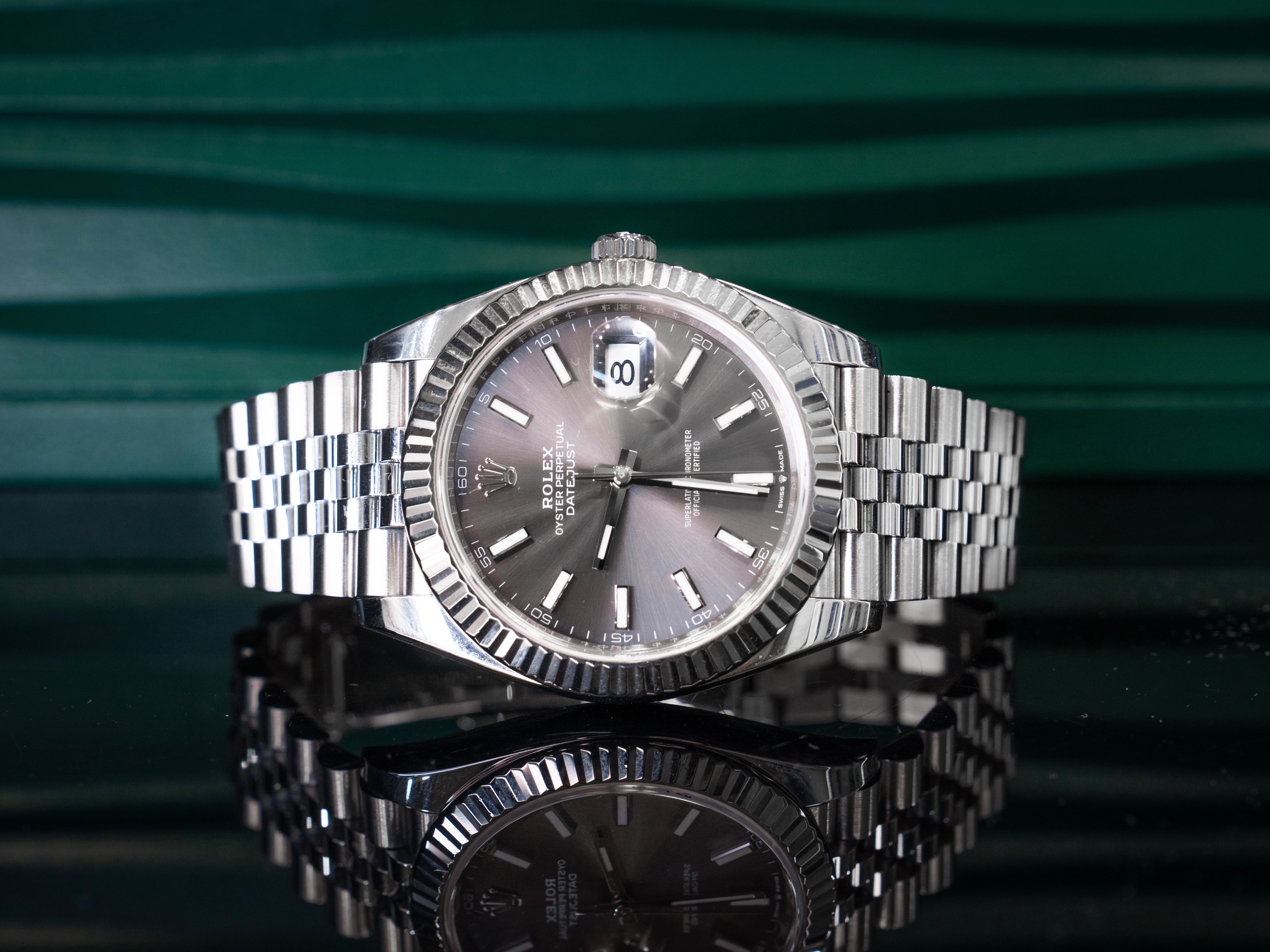Rolex Datejust Rhodium Stick Dial on Jubilee