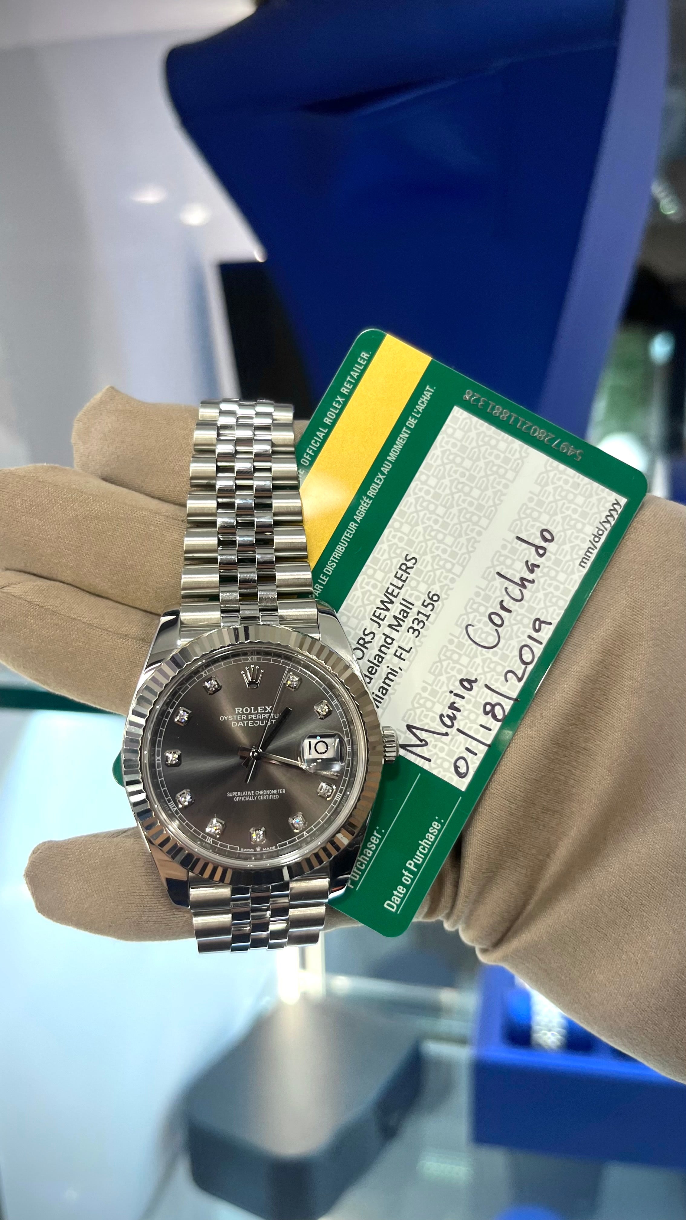 Rolex Datejust Rhodium Diamond Dial on Jubilee 2019