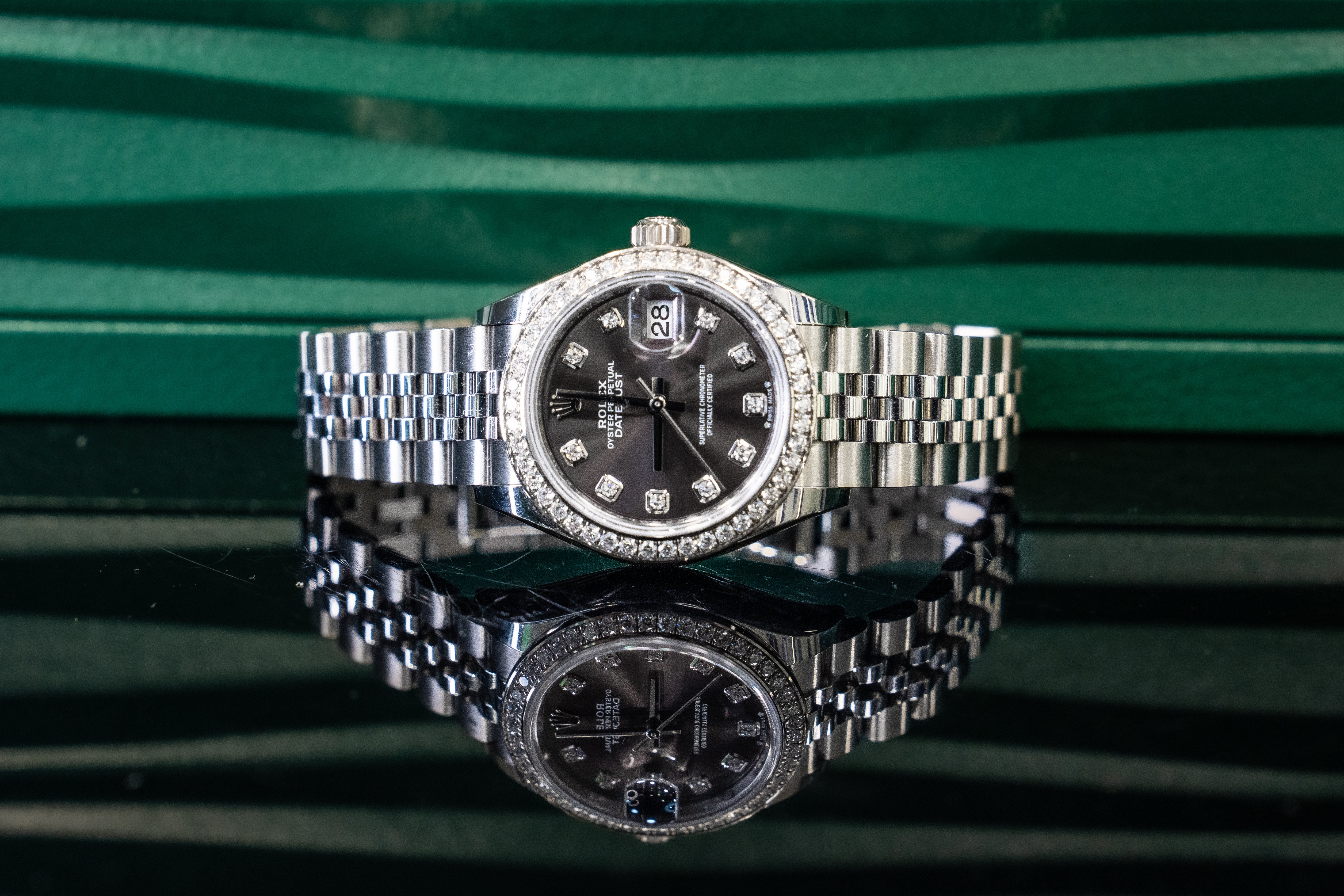 Rolex Datejust 28MM Rhodium Dial & Diamond Bezel