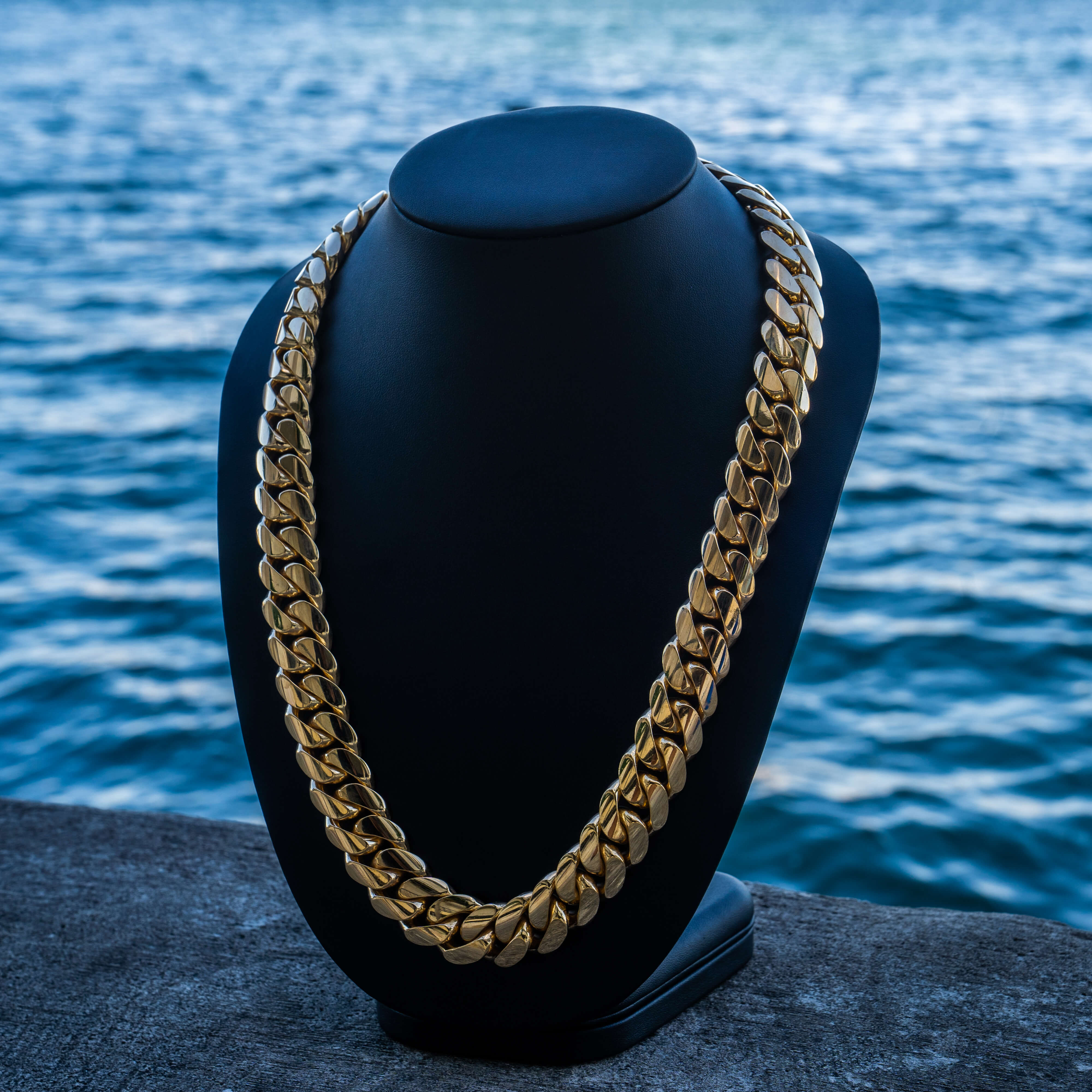 18mm gold fashion cuban link chain 22inch