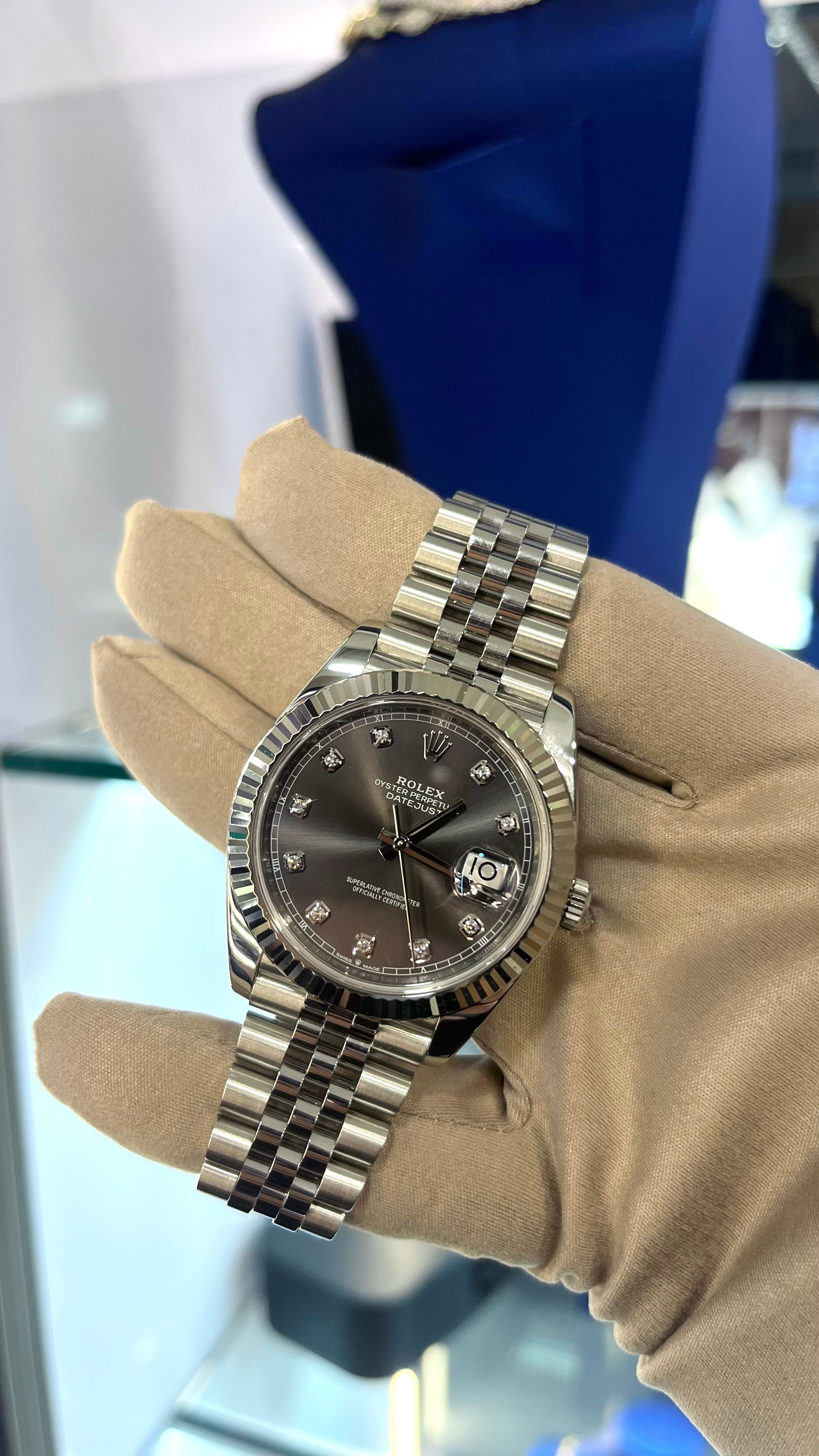 Rolex Datejust Rhodium Diamond Dial on Jubilee 2019