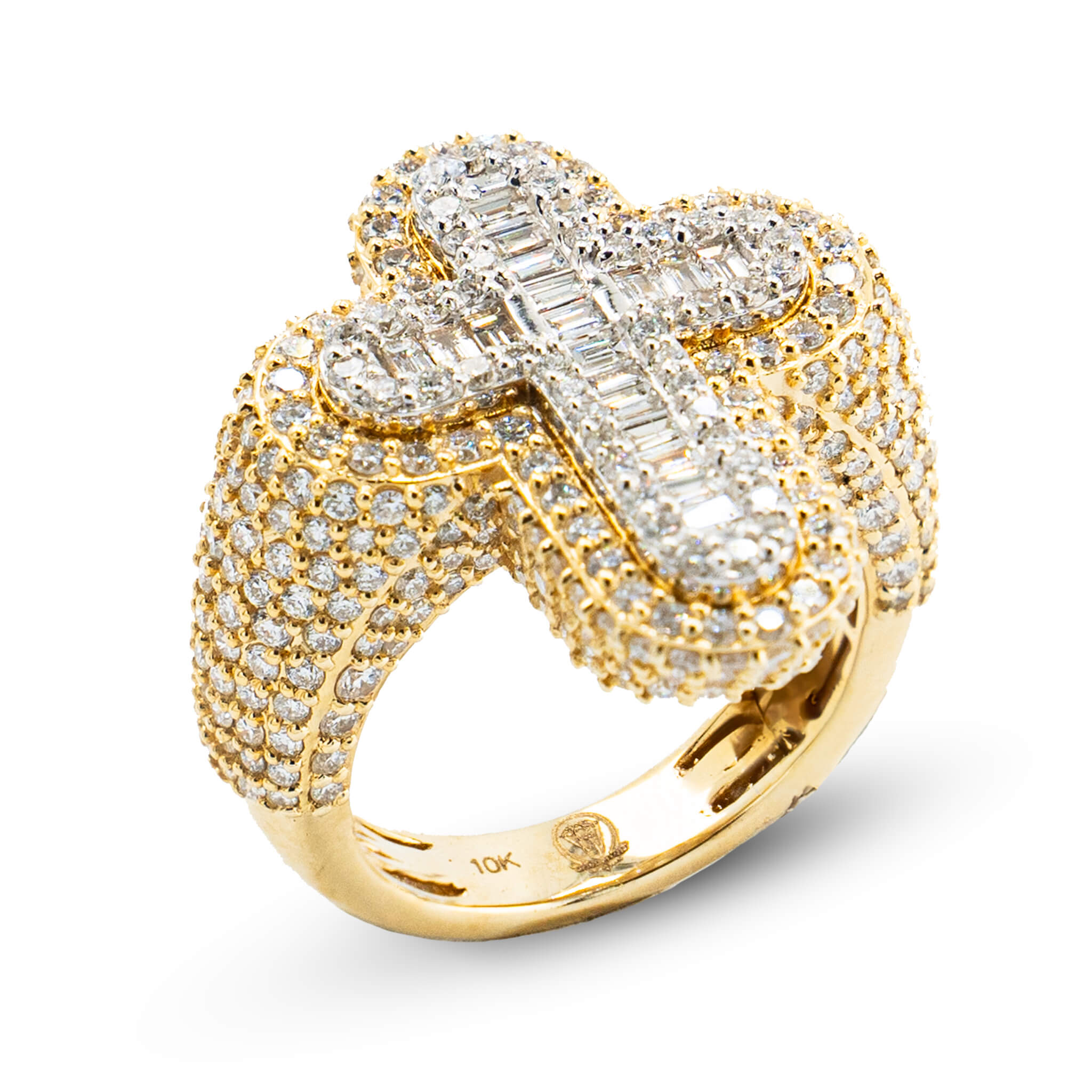 Diamond Baguette Cross Ring 10k