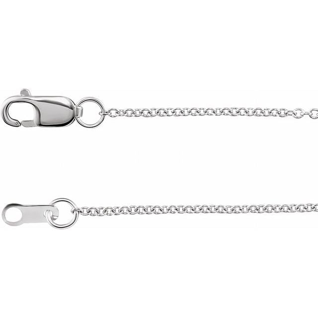 14K White Gold 1 mm Cable Chain - 16 inch with Lobster Clasp by Ch1015